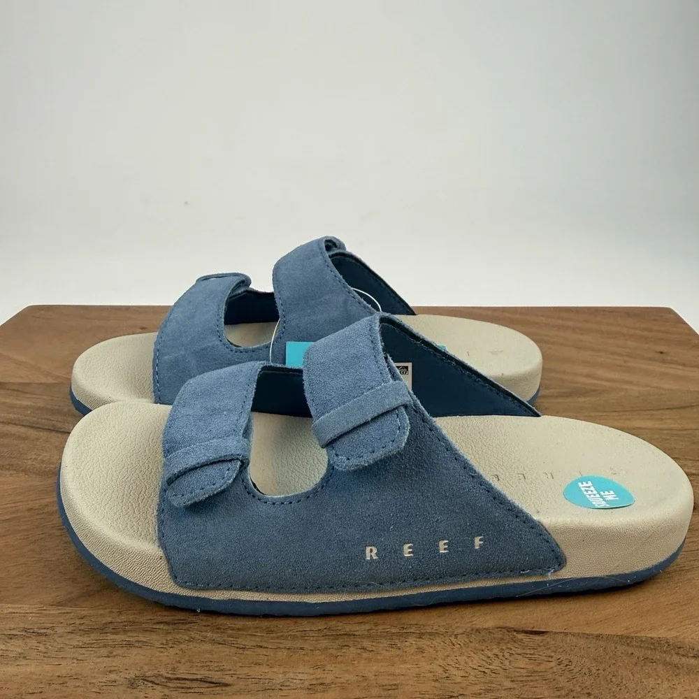 New NWT Big Kids Reef Little Ojai Suede Blue Sandals‎ Shoes Size 2 Y